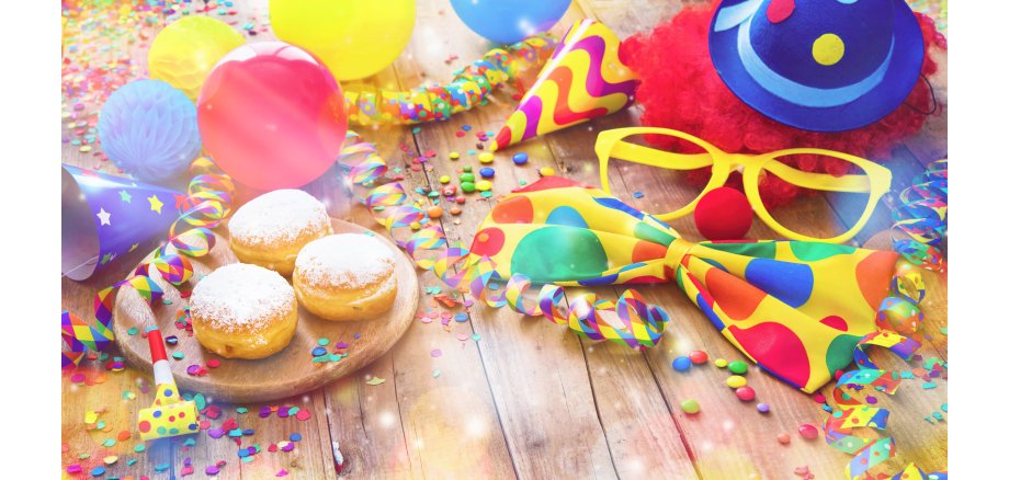 Colorful carnival or party background with donuts, balloons, str